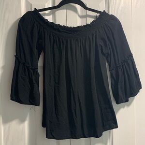 Black Hippie Rose Off the Shouldet Top